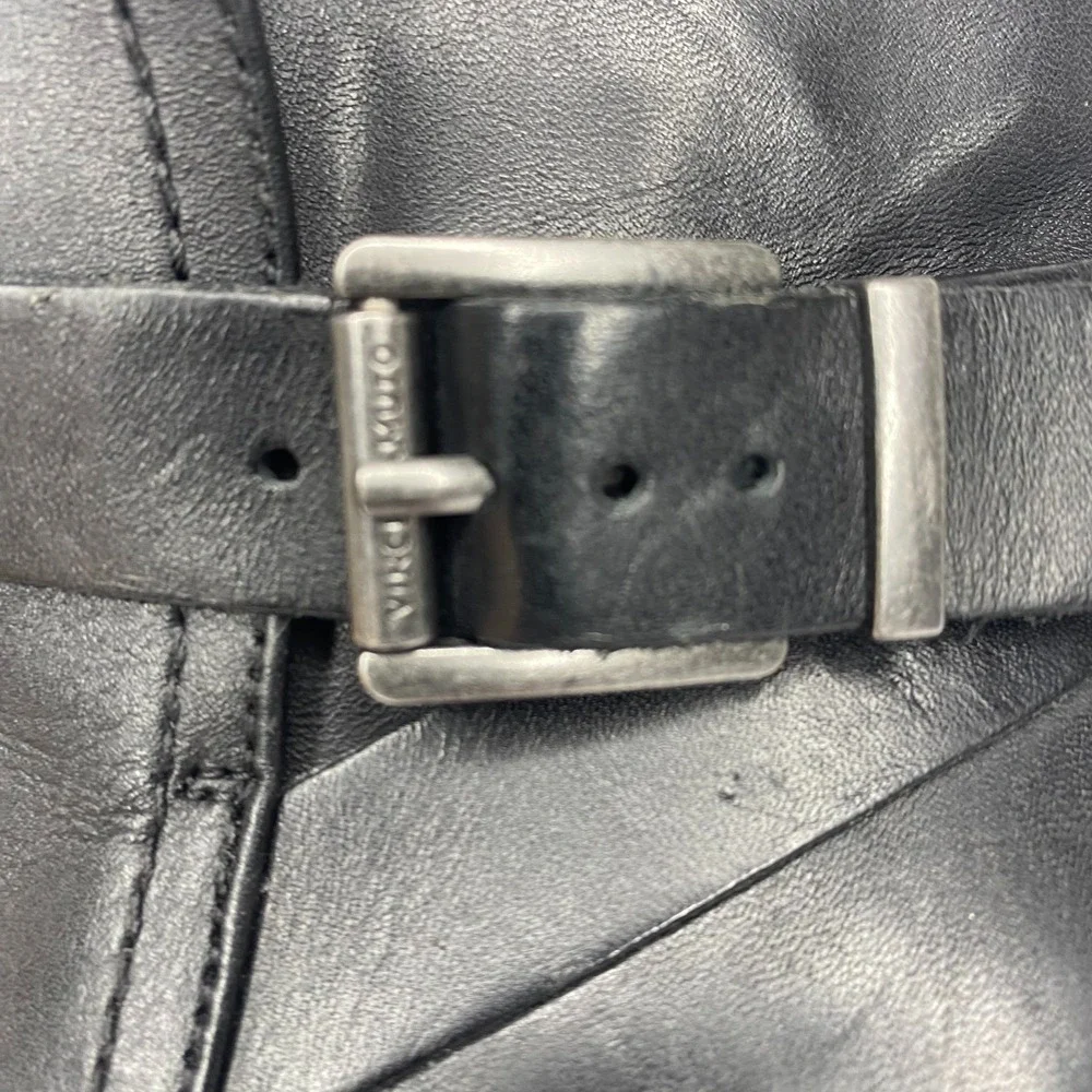 Vince Camuto VP-Peamer Womend Size 10‎ M Black Leather Bootie Strap Detail Zip